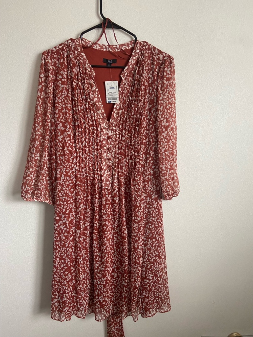 Floral rust colored sleeve dress - XL Dress